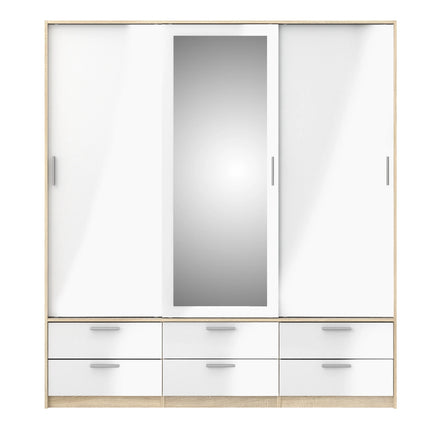 Line - Wardrobe with 3 Doors 6 Drawers