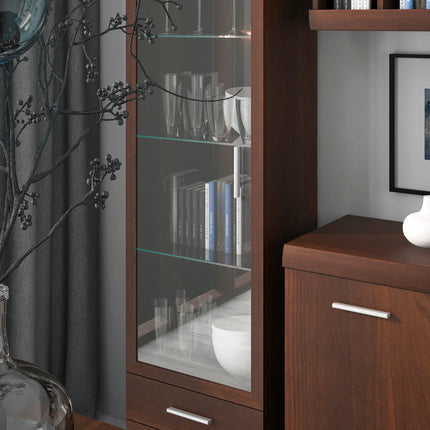 Imperial - Tall Glazed 1 Door 2 Drawer Narrow Cabinet