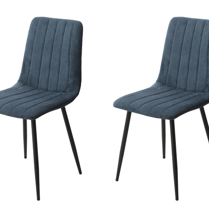 Aspen - Dining Chair Pair - Textured Fabric & Black Metal Legs