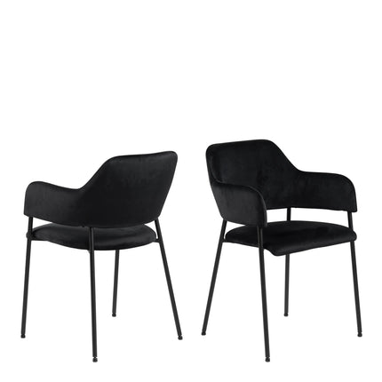 Lima - Dining Chair with Armrest in Black Set of 2