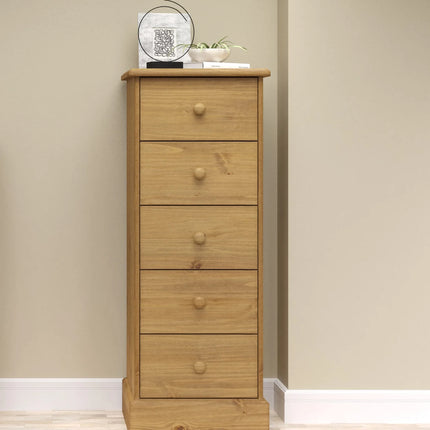 Cotswold - Chest of Drawers - 5 Drawer Tall Antique Waxed Pine