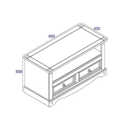 Corona - TV Unit - 2 Drawer Traditional Pine