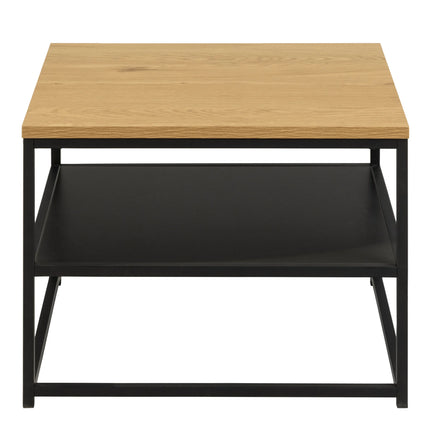 Gila - Square Coffee Table with Open Shelf in Oak & Black