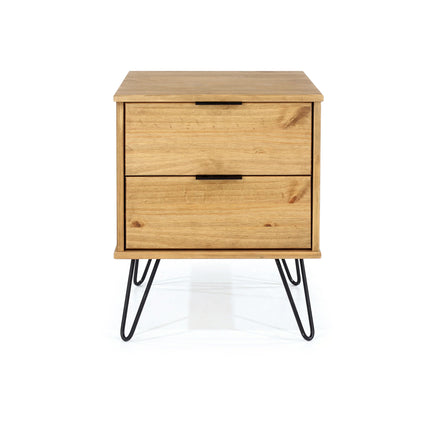 Augusta - Bedside Table - 2 Drawer & Hairpin Legs