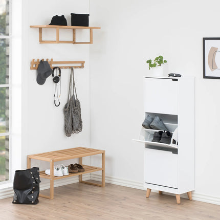 Mitra - Shoe Cabinet 3 Flip Down Doors in White