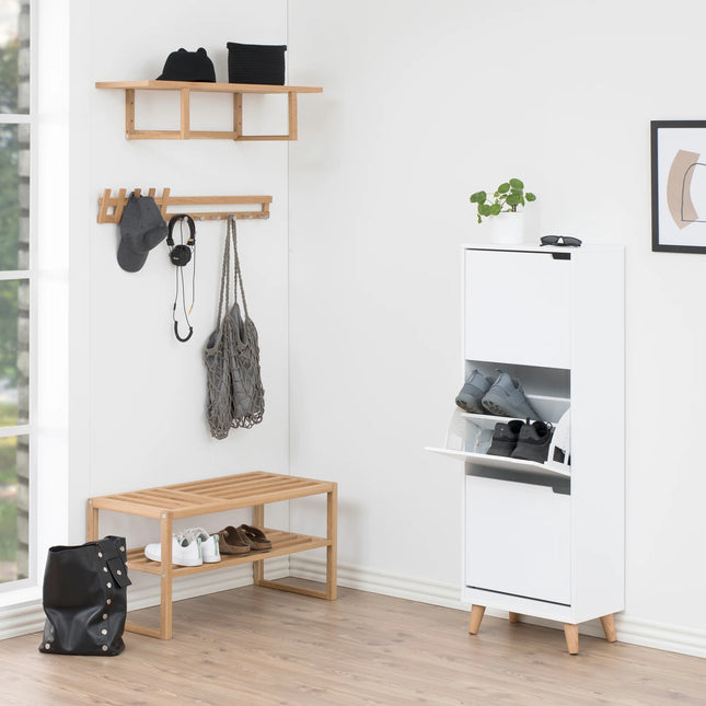 Mitra - Shoe Cabinet 3 Flip Down Doors in White