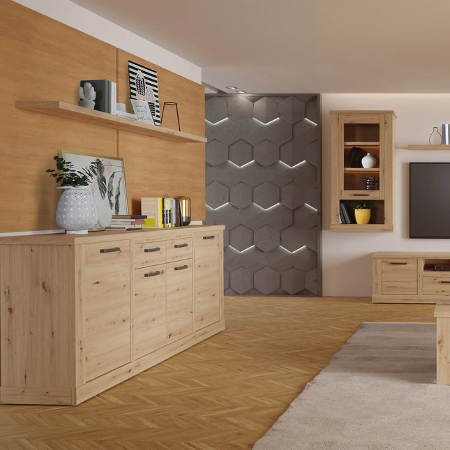 Corona Wall Shelf 1 Shelf Oak Effect Rustic 200cm