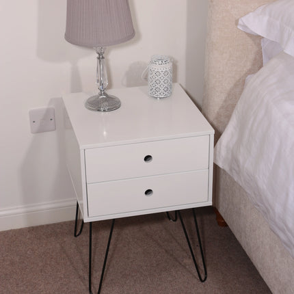Options - Bedside Table - 2 Drawer & Hairpin Legs