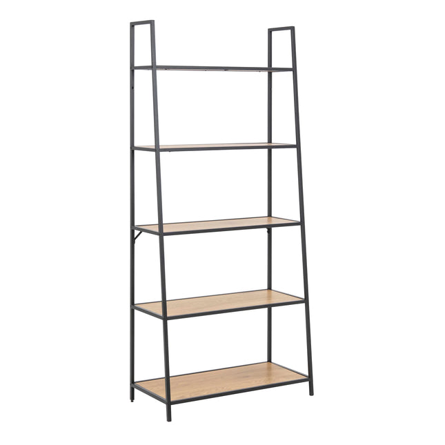 Seaford - Black Metal Ladder Bookcase with 5 Shelves