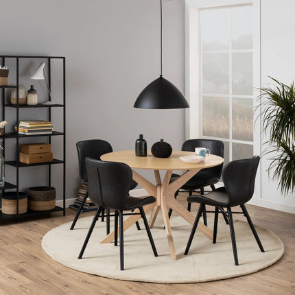 I_Duncan Round Dining Table in White Oak with Matt White Finish