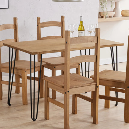 Augusta - Dining Table - Antique Waxed Pine & Hairpin Legs