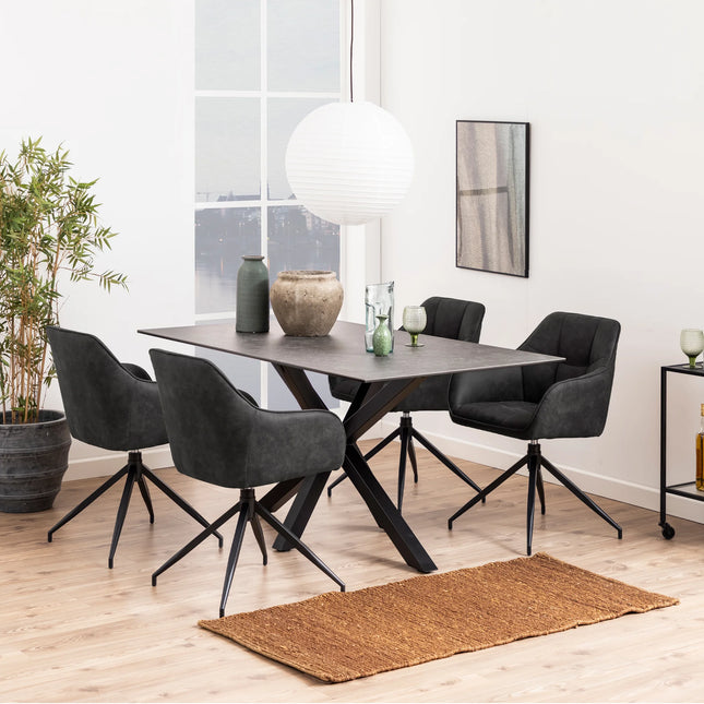 Heaven Ceramic Dining Table 160x90cm - Black, Grey, Rusty Brown & White