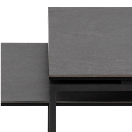 Katrine Ceramic Coffee Table Set in Black – Modern Two-Piece Design