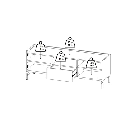Kendall - TV-Unit with 2 Doors + 1 Drawer Oak and Black