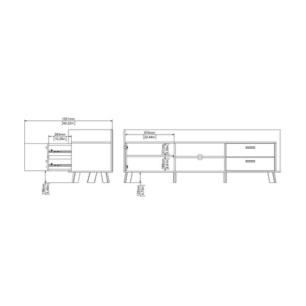 Ikast - TV Unit with 1 Door + 2 Drawers