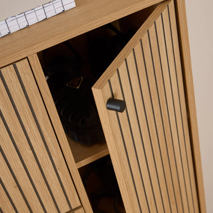 Albany Shoe Cabinet 4 Door Oak Effect Industrial 99cm Wide