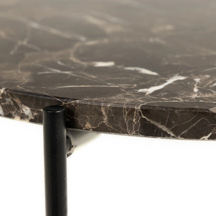 Avila - Side Table with Brown Marble Top 42x45cm