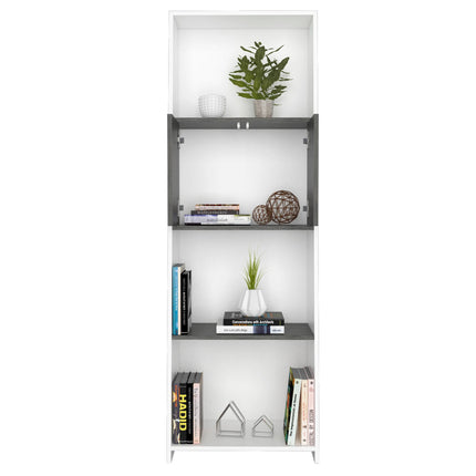 Dallas - Bookcase - 2 Door White & Grey Oak Shelves
