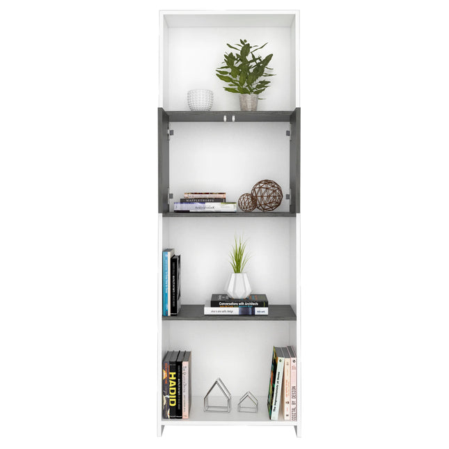 Dallas - Bookcase - 2 Door White & Grey Oak Shelves