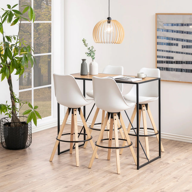 Seaford - Black Metal Bar Table with Oak Top