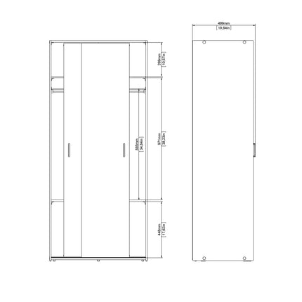 Home Space - Wardrobe with 2 Sliding Doors in White