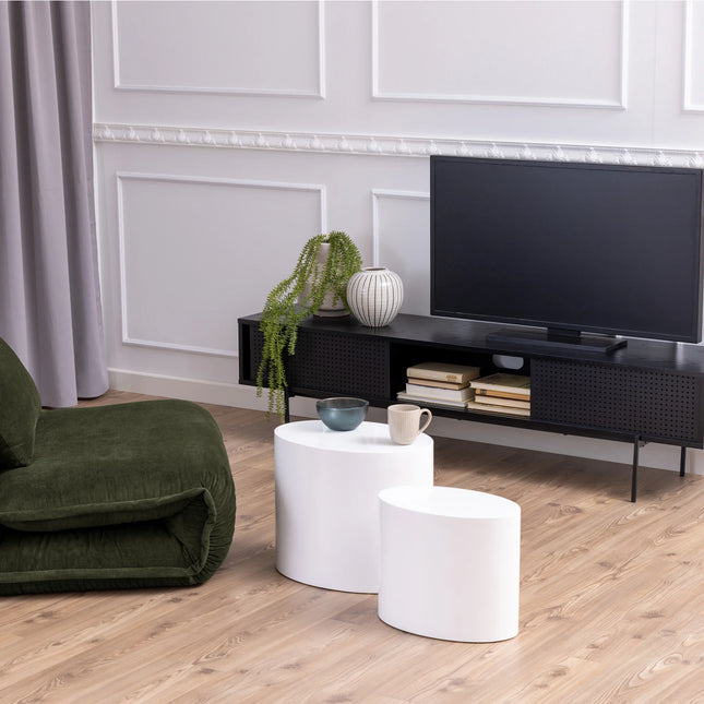Mice Oval Coffee Table Set Choice Of Stone-Effect Finishes