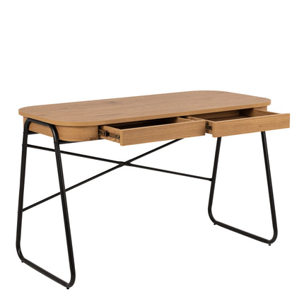 Blueton - Office Desk with 2 Drawers in Black and Oak