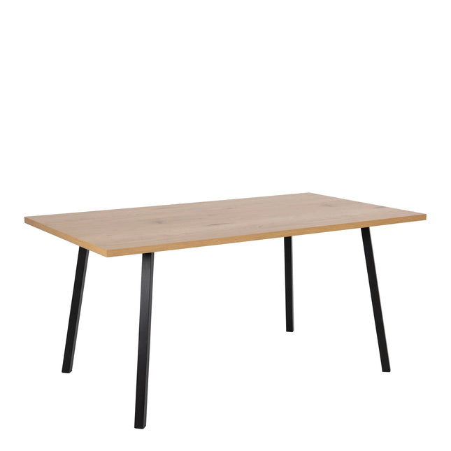 Cenny dining table oak-effect rectangular top with black angled metal legs