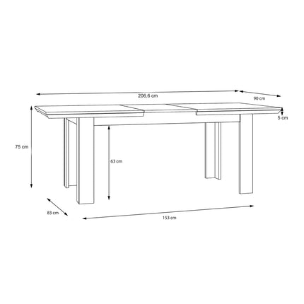 Illoppa - Dining Table Extended in Oak Nelson/Snowy Oak
