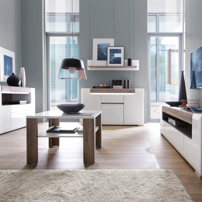 Toronto - 125cm Wall Shelf In White and Oak