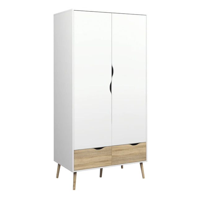 Oslo 2 Door 2 Drawer Wardrobe – Scandinavian Storage, Choice Of Finishes