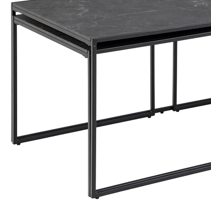 Infinity Square Coffee Table Set Matt Black Set of 3