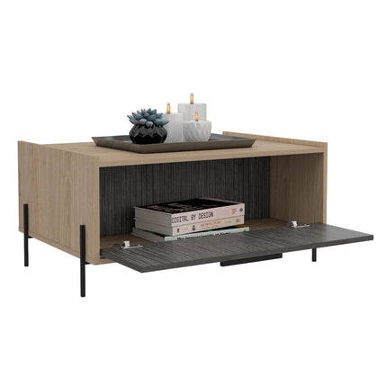Harvard - Coffee Table - Washed Oak with Drop-Down Door