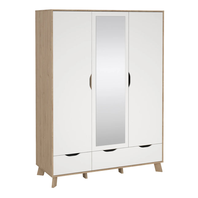 Ikast - Wardrobe 3 Doors and 2 Drawers with Mirror