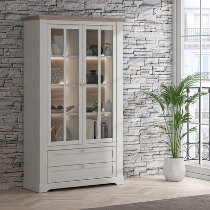 Iloppa - Display Cabinet in Snowy Oak/Oak Nelson