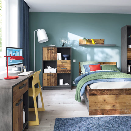 Brooklyn - Low Bookcase with 2 Doors and 2 Drawers