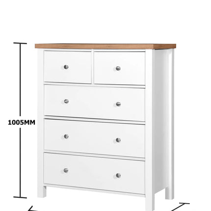 Astbury - 3 Piece Bedroom Set - 5 Drawer Chest - White