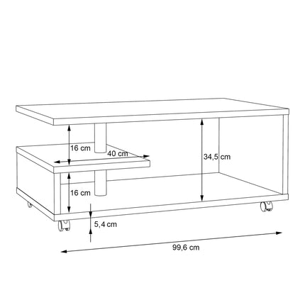 Bailey Coffee Table Contemporary G Shape Oak 105cm