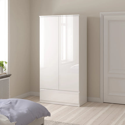 Naia - 3 Piece Bedroom Set, Nightstand, Chest and 2 Door 1 Drawer Wardrobe