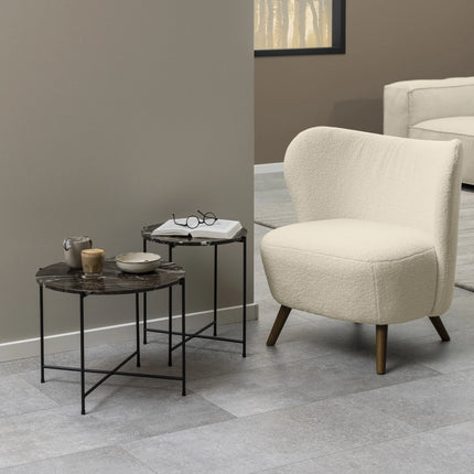 Avila - Side Table with Brown Marble Top 52x40cm