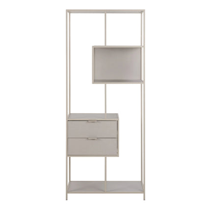 Seaford - Tall Grey Metal 2 Drawer Bookcase with 4 Shelves