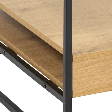 Randolf - Square Coffee Table with 2 Shelves in Black and Oak