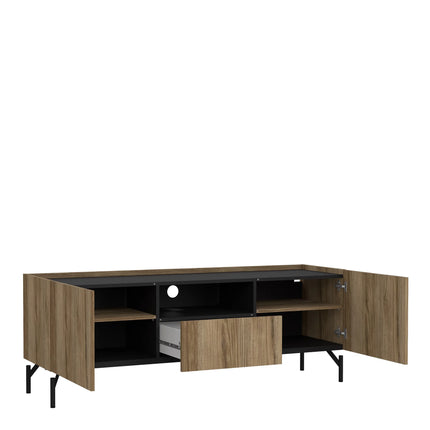 Kendall - TV-Unit with 2 Doors + 1 Drawer Oak and Black