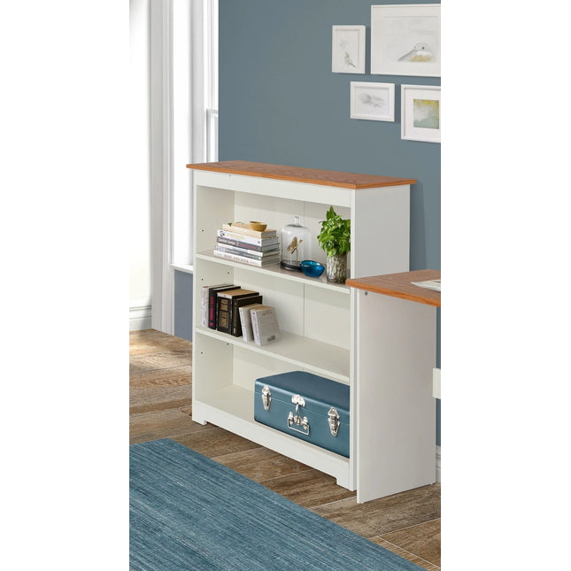 Colorado - Bookcase - 3 Shelf Adjustable Soft White & Oak Effect