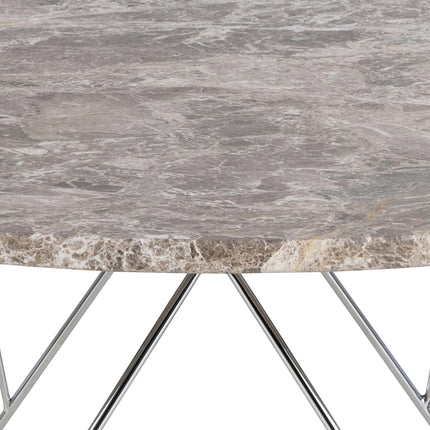 Prunus - Round Coffee Table with Grey-Brown Marble Top