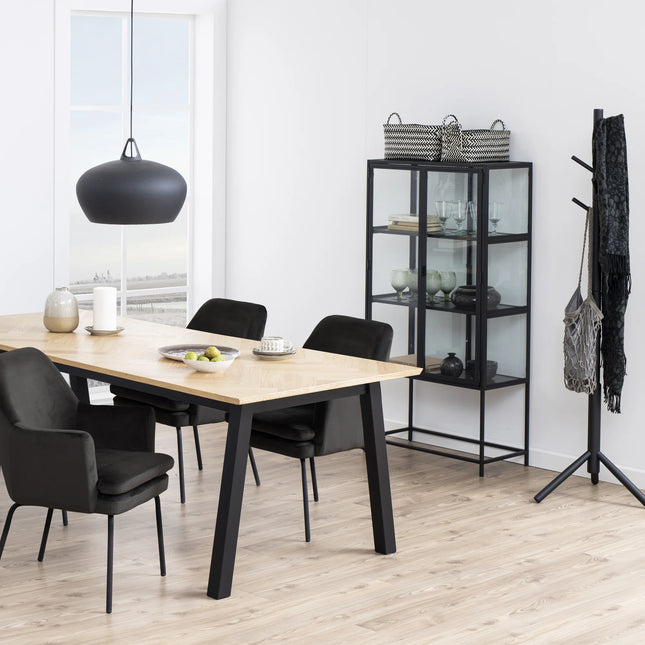 Seaford Tall Display Cabinet Glass Doors Steel 150cm
