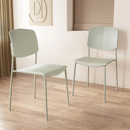 Pair of Aspen dining chair backs and slim metal legs in sage green