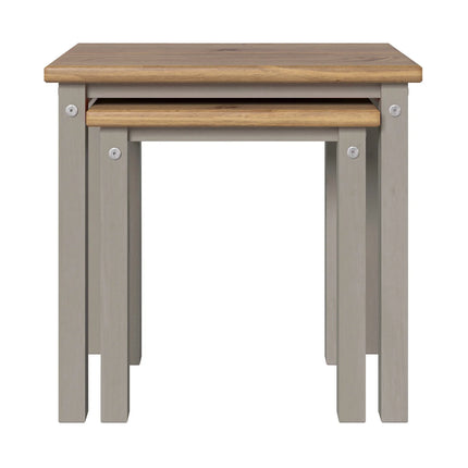 Linea Grey - Nest of 2 Side Tables - Antique Waxed Pine Tops