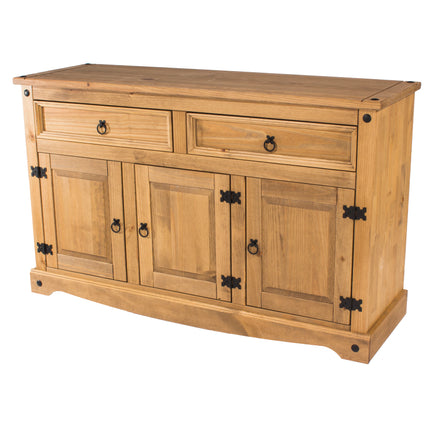 Corona White - Sideboard - 3 Door 2 Drawer & Antique Waxed Pine Top
