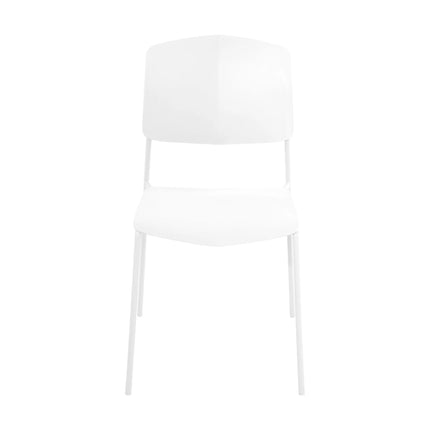 Aspen dining chair white plastic backrest and slim metal legs detail